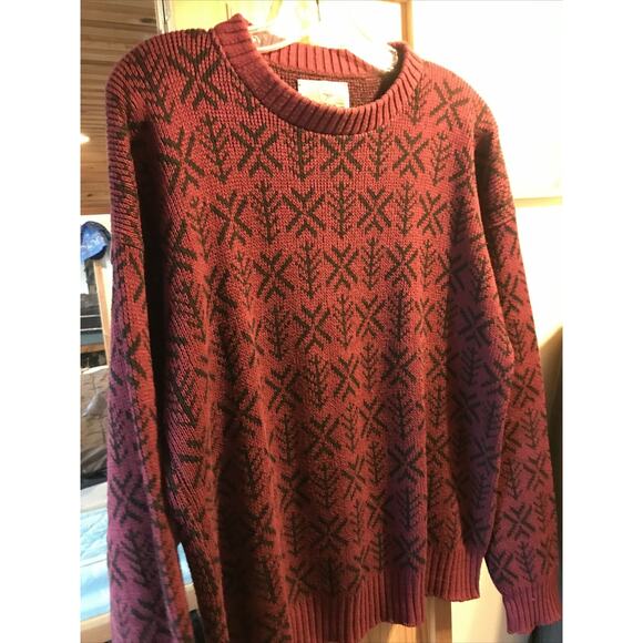 Alps Vintage Men’s M Red Geometric Long Sleeve Pullover Cotton Sweater - Picture 7 of 16